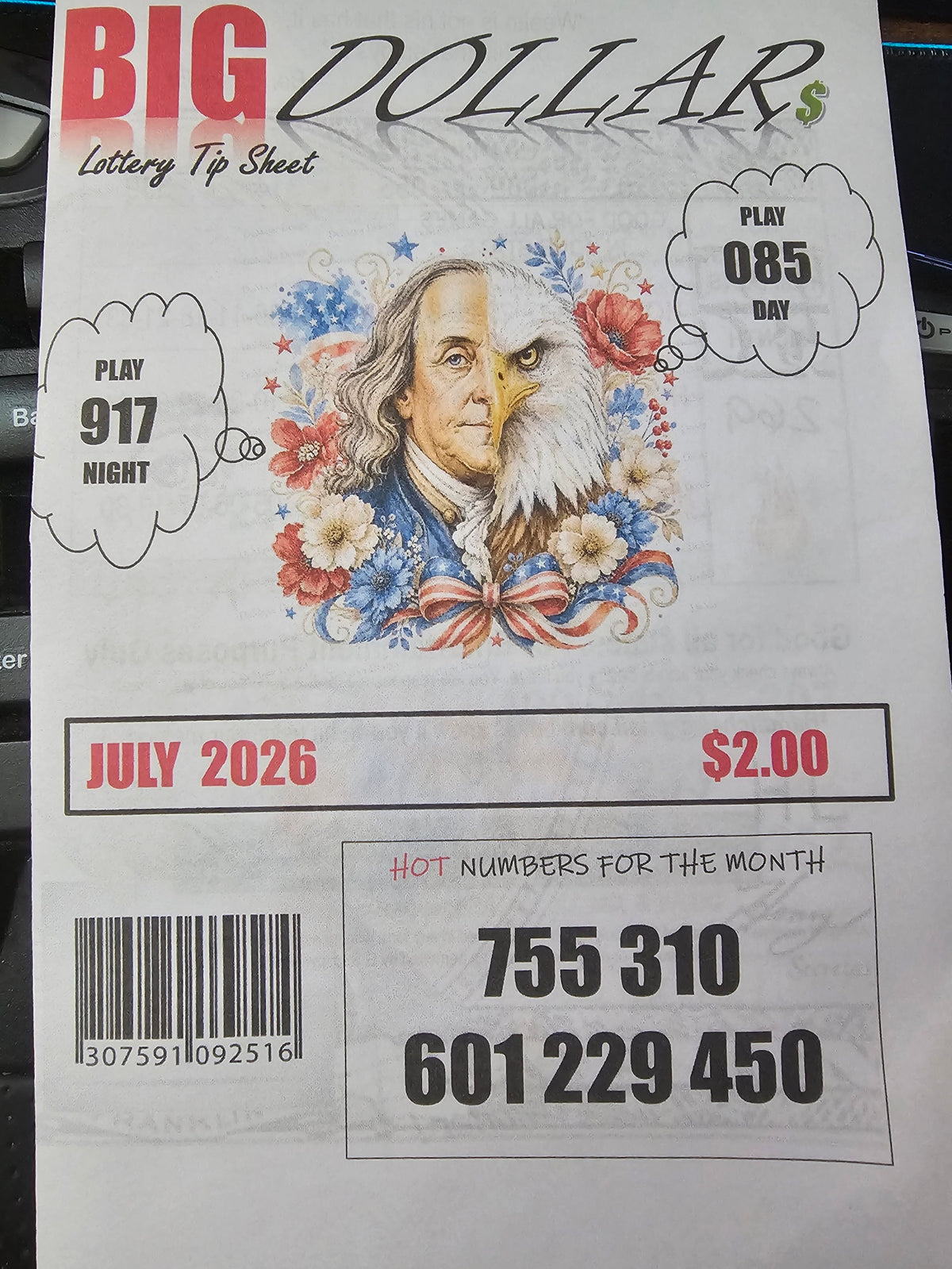 BIG Dollar - Lottery Tip Sheet