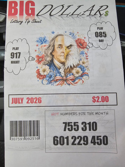 BIG Dollar - Lottery Tip Sheet